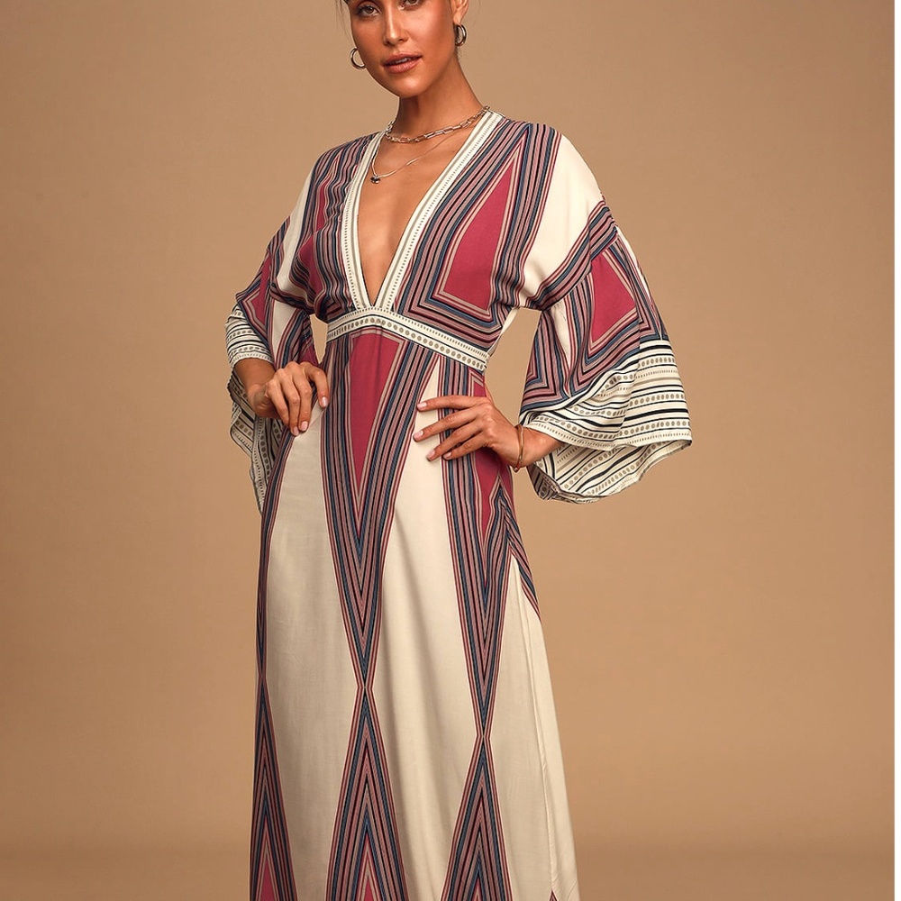 Lulus Montecito Cream Print Maxi Dress